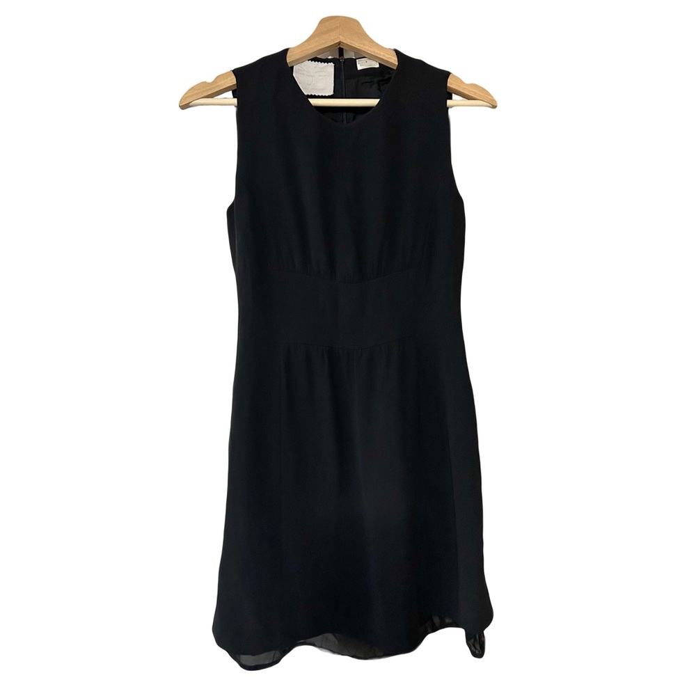 LUXURY Kiton Pure Silk Pencil Dress Empire Waist Solid Black 42 Formal Lined